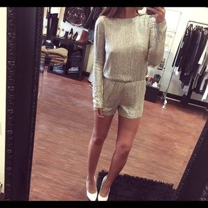 MVL sequin romper in silver size:XS